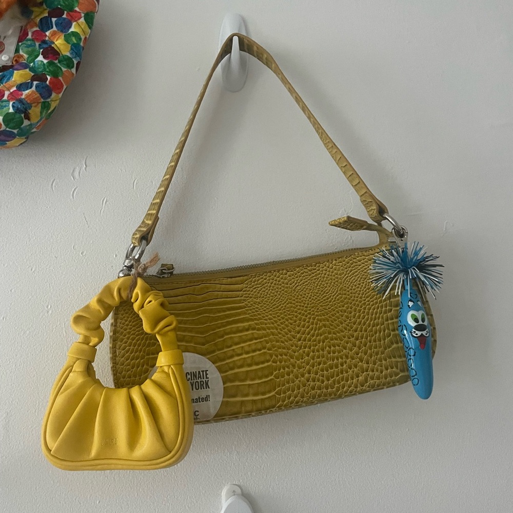 Yellow Faux Crocodile Bag